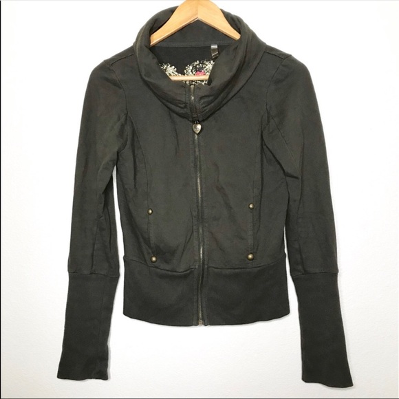 Twisted Heart Zipper Sweatshirt PEACE Size Medium - Picture 3 of 7